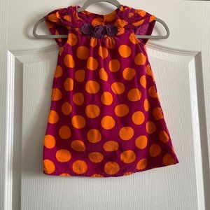 Oshkosh Genuine Kids 100% Cotton Corduroy Polka Dot Orange/Purple Cap Sleeve 4T